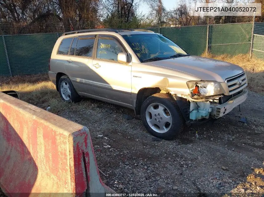 JTEEP21A040052072 2004 Toyota Highlander Limited V6