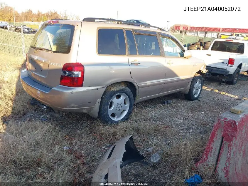 JTEEP21A040052072 2004 Toyota Highlander Limited V6