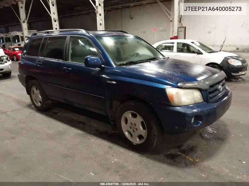 JTEEP21A640005273 2004 Toyota Highlander Limited V6