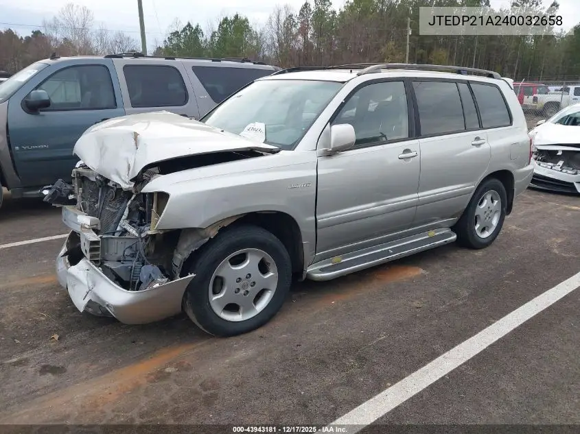 JTEDP21A240032658 2004 Toyota Highlander Limited V6