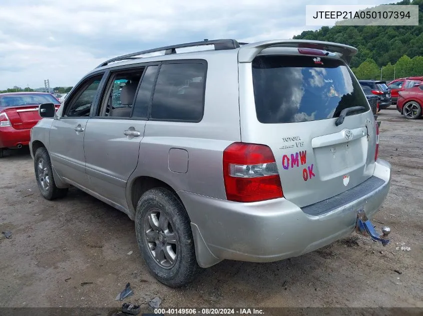 JTEEP21A050107394 2005 Toyota Highlander V6