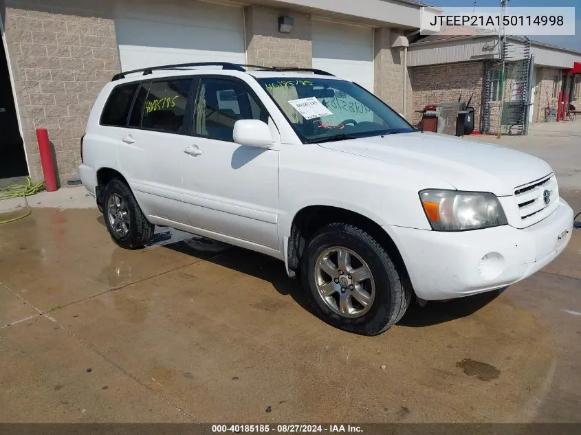 JTEEP21A150114998 2005 Toyota Highlander V6