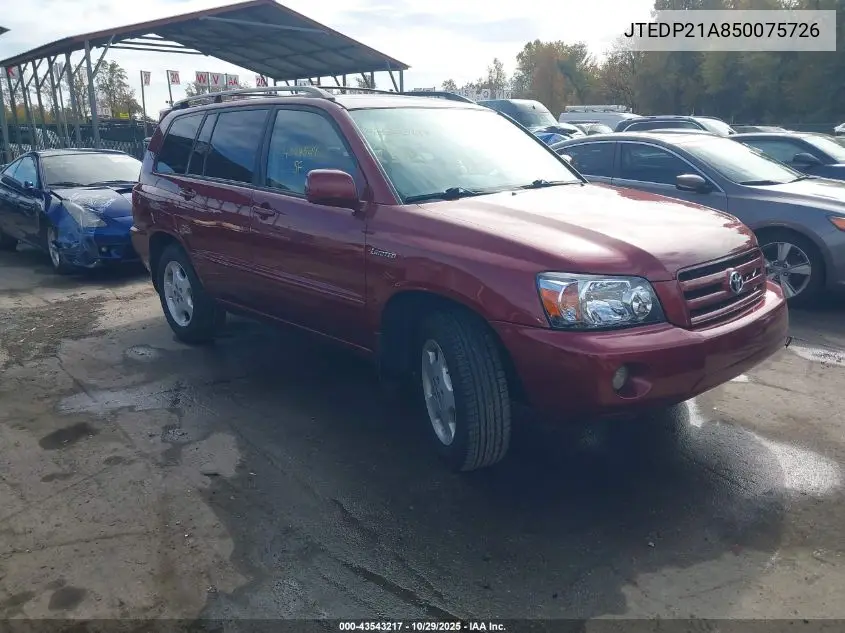 JTEDP21A850075726 2005 Toyota Highlander Limited V6