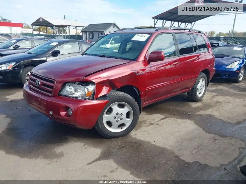 JTEDP21A850075726 2005 Toyota Highlander Limited V6