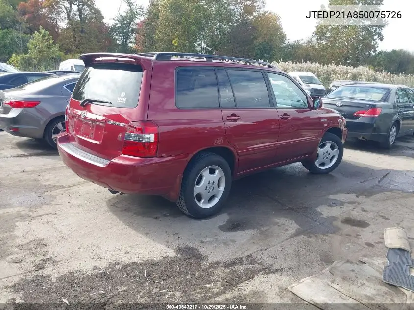JTEDP21A850075726 2005 Toyota Highlander Limited V6
