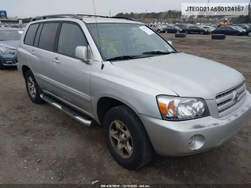 JTEGD21A650124167 2005 Toyota Highlander