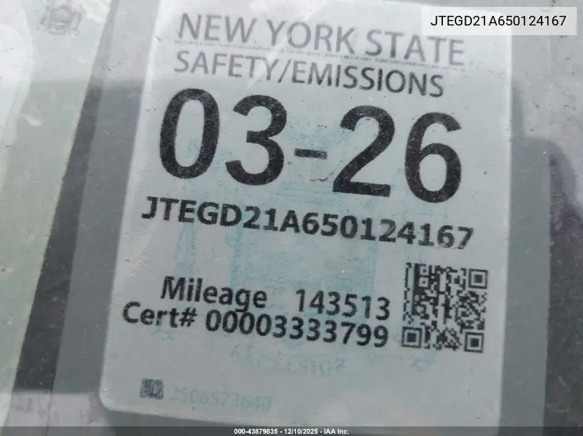 JTEGD21A650124167 2005 Toyota Highlander