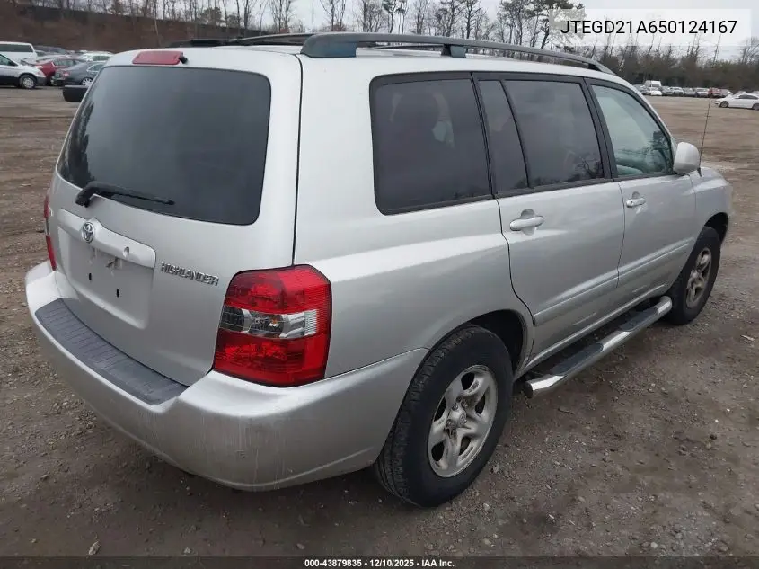 JTEGD21A650124167 2005 Toyota Highlander