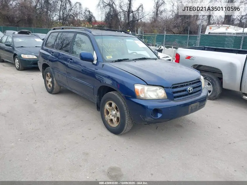JTEGD21A350110596 2005 Toyota Highlander