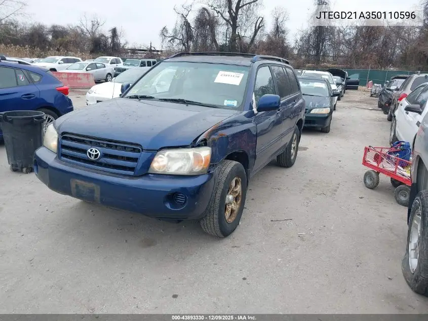 JTEGD21A350110596 2005 Toyota Highlander