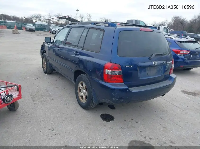 JTEGD21A350110596 2005 Toyota Highlander
