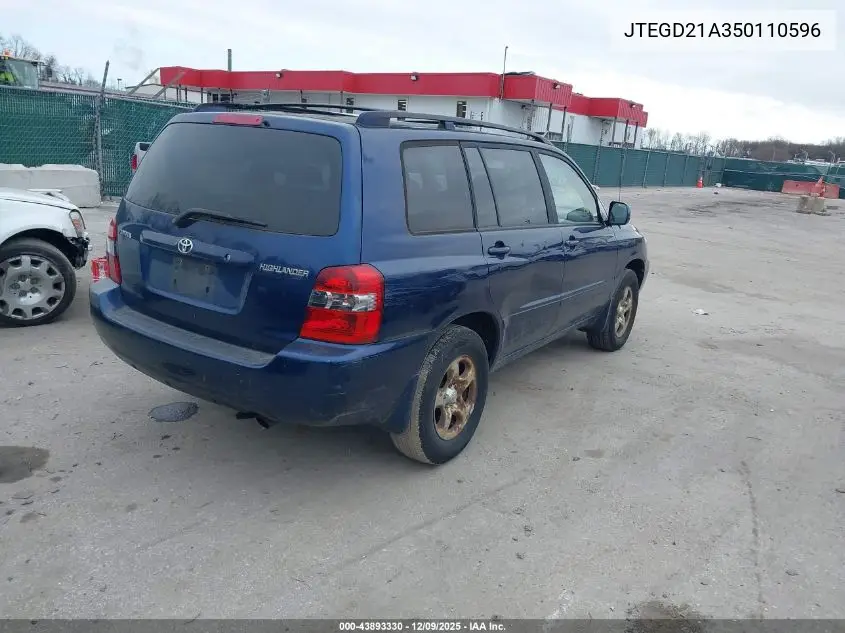 JTEGD21A350110596 2005 Toyota Highlander