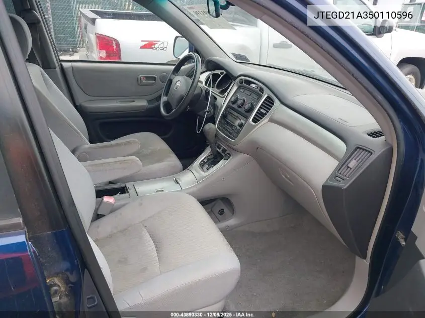 JTEGD21A350110596 2005 Toyota Highlander