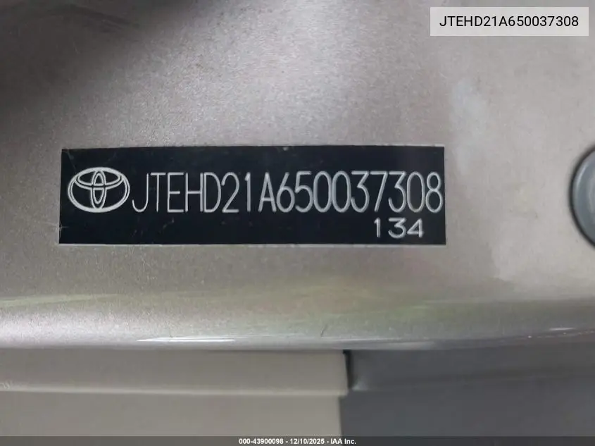 JTEHD21A650037308 2005 Toyota Highlander