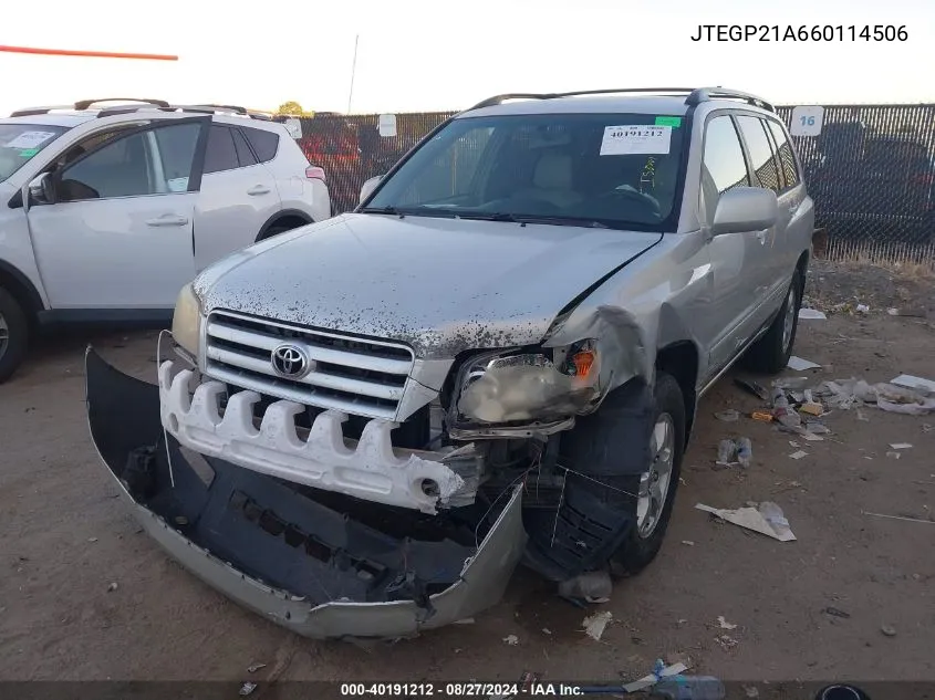 JTEGP21A660114506 2006 Toyota Highlander V6