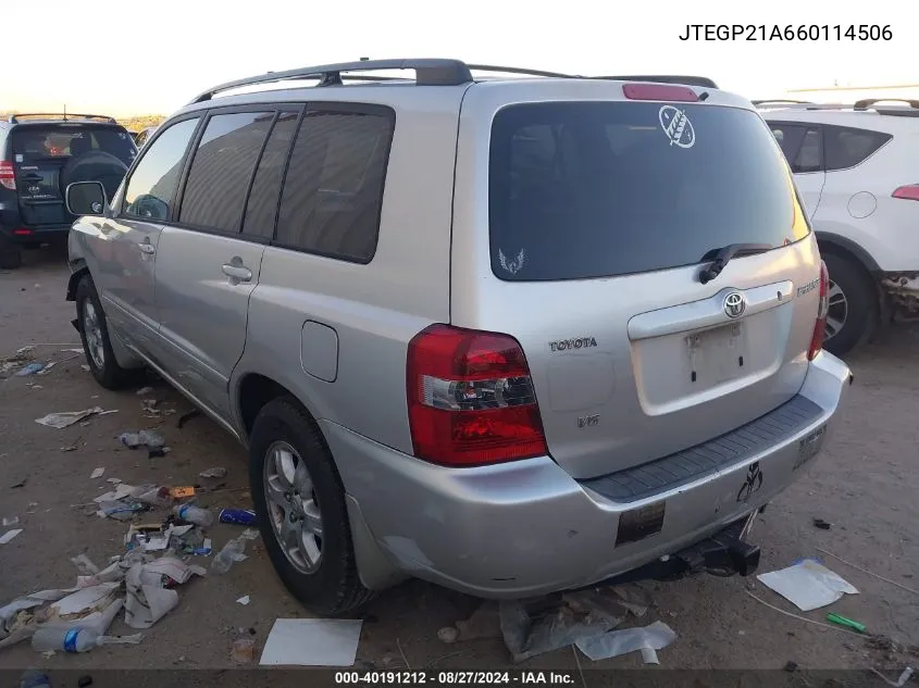 JTEGP21A660114506 2006 Toyota Highlander V6