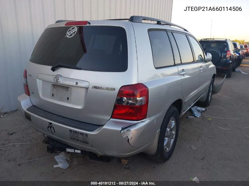 JTEGP21A660114506 2006 Toyota Highlander V6