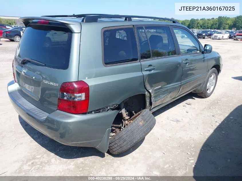 JTEEP21A360167025 2006 Toyota Highlander Limited V6