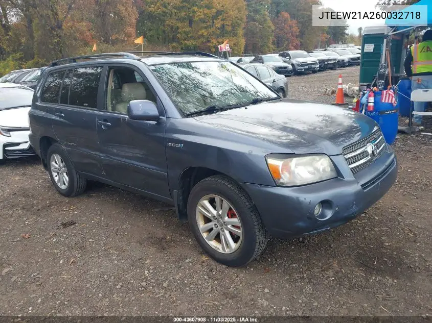 JTEEW21A260032718 2006 Toyota Highlander Hybrid Limited V6