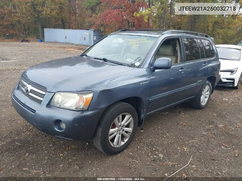 JTEEW21A260032718 2006 Toyota Highlander Hybrid Limited V6