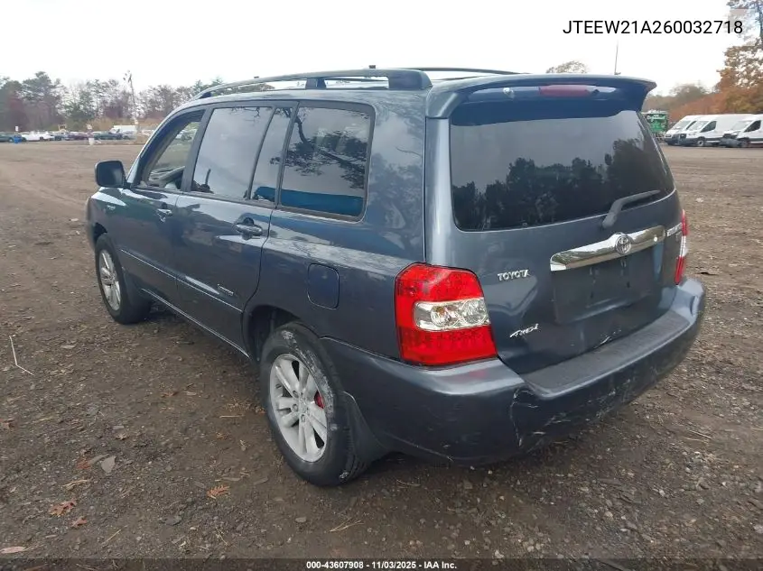 JTEEW21A260032718 2006 Toyota Highlander Hybrid Limited V6