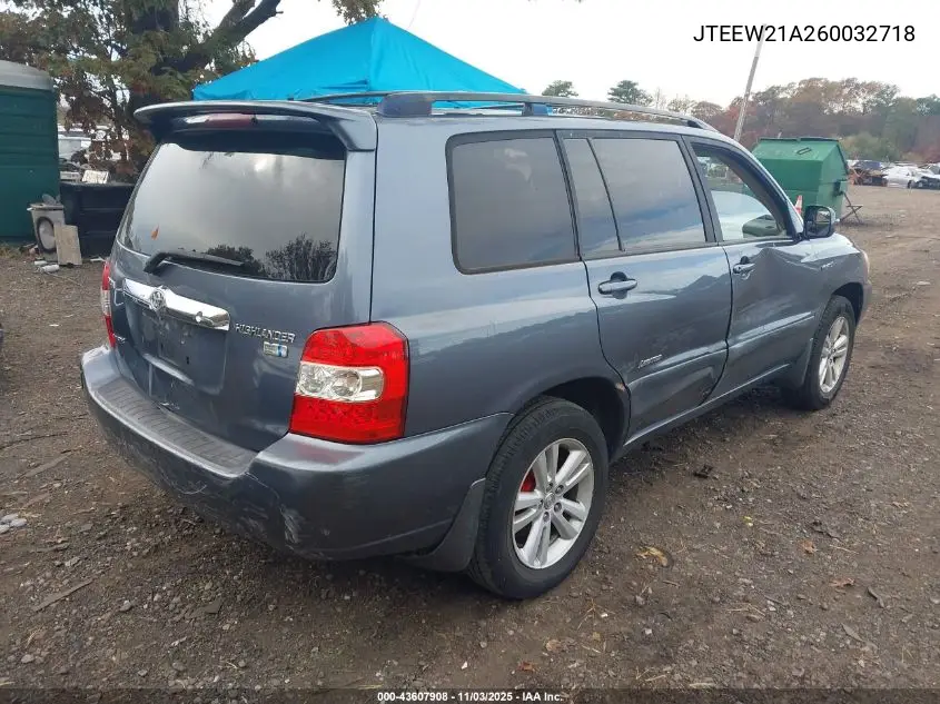 JTEEW21A260032718 2006 Toyota Highlander Hybrid Limited V6