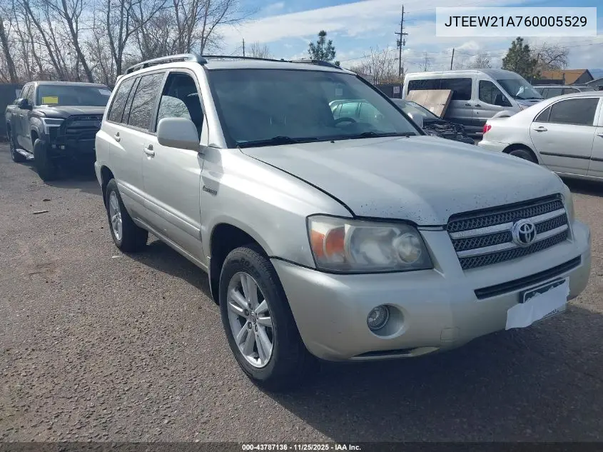 JTEEW21A760005529 2006 Toyota Highlander Hybrid Limited V6