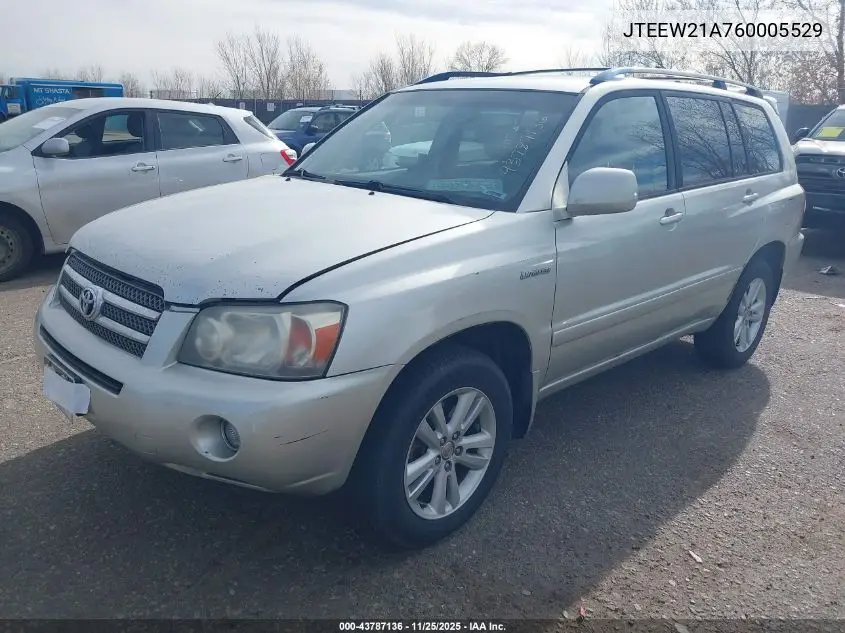 JTEEW21A760005529 2006 Toyota Highlander Hybrid Limited V6