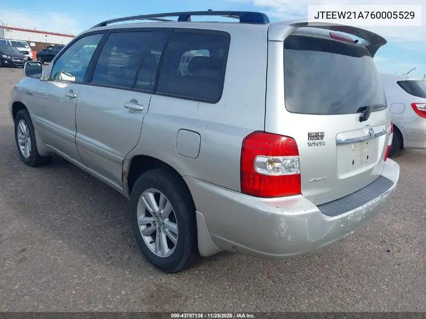 JTEEW21A760005529 2006 Toyota Highlander Hybrid Limited V6