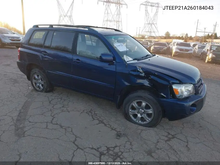 JTEEP21A260184043 2006 Toyota Highlander V6