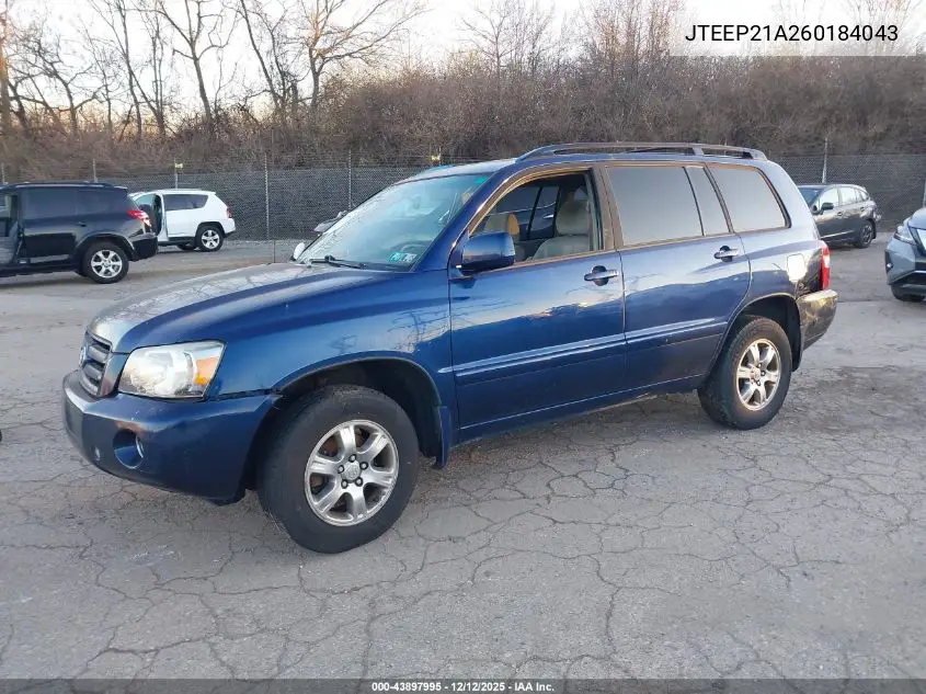 JTEEP21A260184043 2006 Toyota Highlander V6