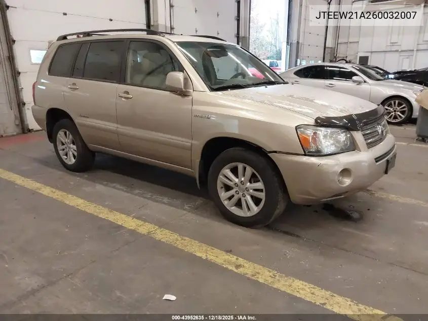 JTEEW21A260032007 2006 Toyota Highlander Hybrid Limited V6