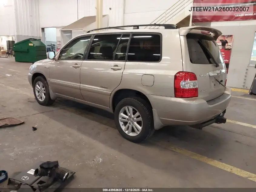 JTEEW21A260032007 2006 Toyota Highlander Hybrid Limited V6