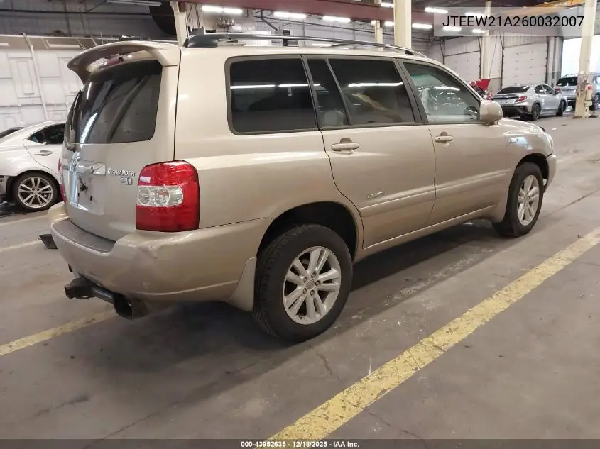 JTEEW21A260032007 2006 Toyota Highlander Hybrid Limited V6