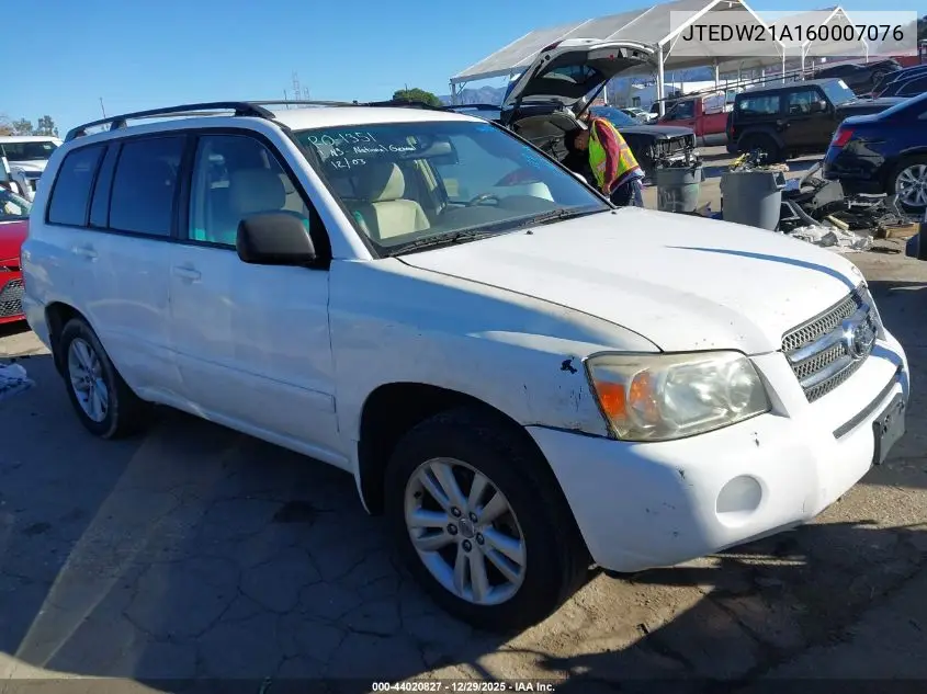 JTEDW21A160007076 2006 Toyota Highlander Hybrid V6