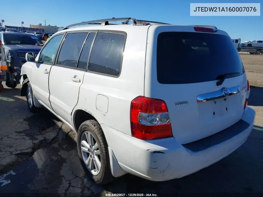 JTEDW21A160007076 2006 Toyota Highlander Hybrid V6