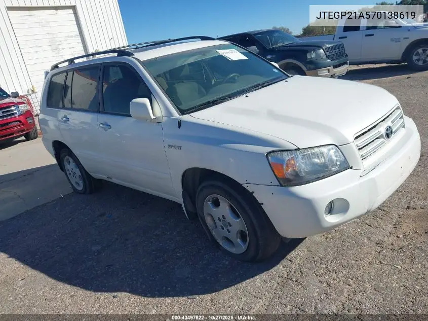 JTEGP21A570138619 2007 Toyota Highlander Sport V6
