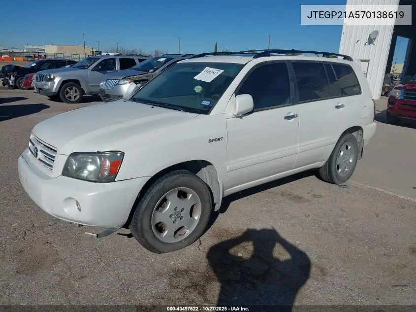 JTEGP21A570138619 2007 Toyota Highlander Sport V6