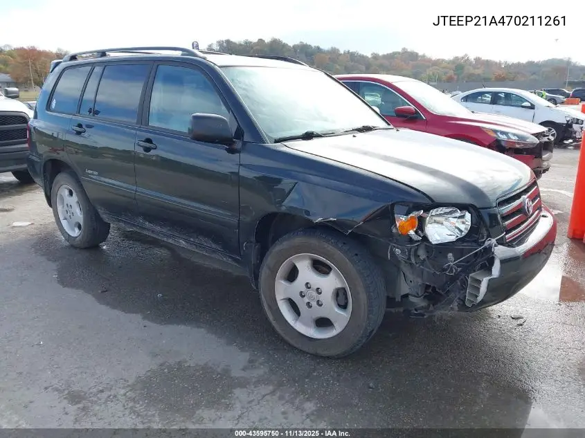 JTEEP21A470211261 2007 Toyota Highlander Limited V6