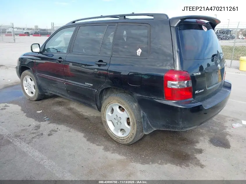 JTEEP21A470211261 2007 Toyota Highlander Limited V6