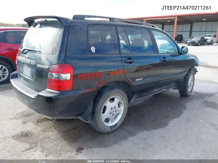 JTEEP21A470211261 2007 Toyota Highlander Limited V6
