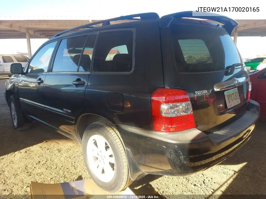 JTEGW21A170020165 2007 Toyota Highlander Hybrid Limited V6