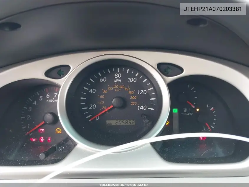 JTEHP21A070203381 2007 Toyota Highlander V6