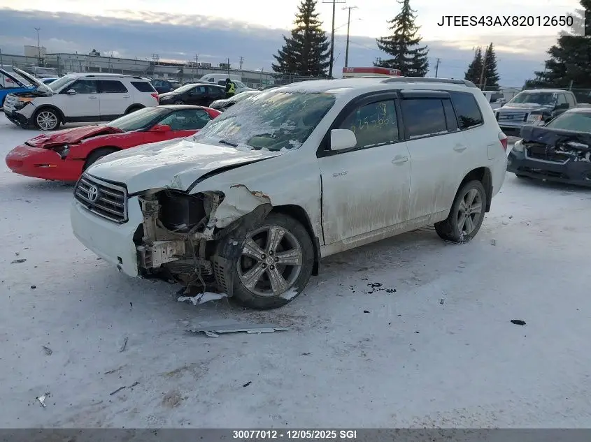 JTEES43AX82012650 2008 Toyota Highlander Sport