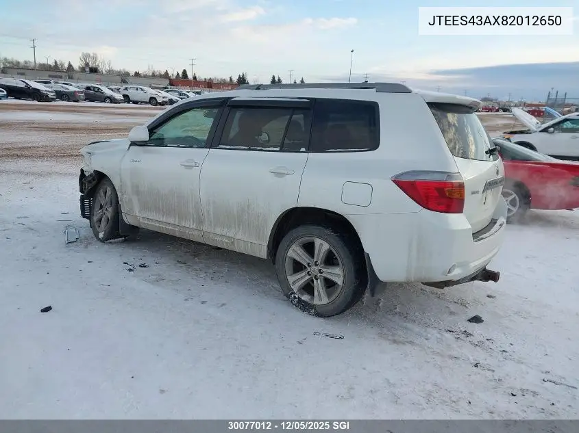 JTEES43AX82012650 2008 Toyota Highlander Sport