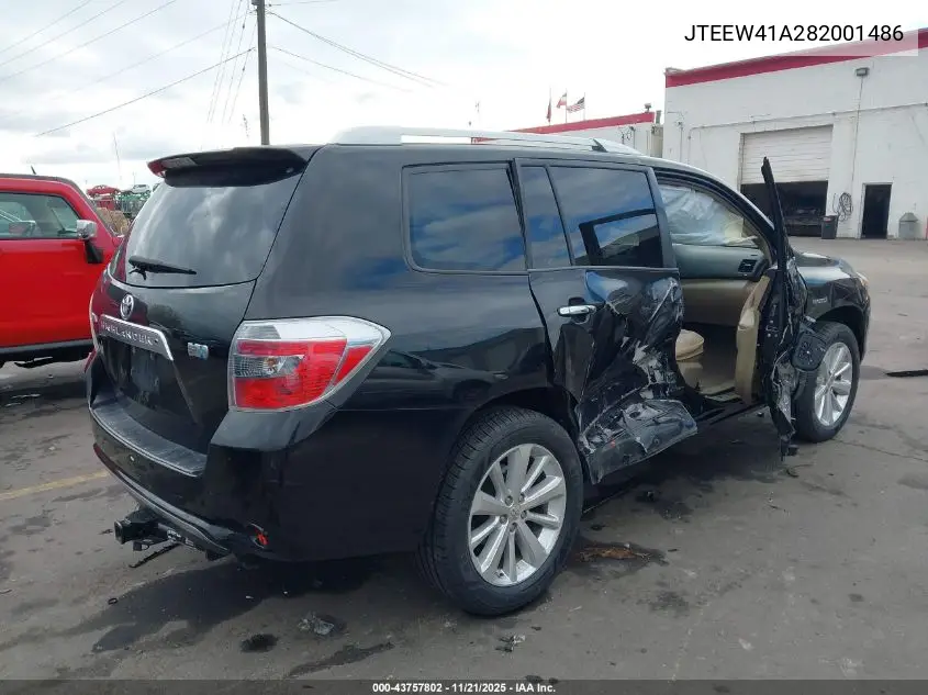 JTEEW41A282001486 2008 Toyota Highlander Hybrid