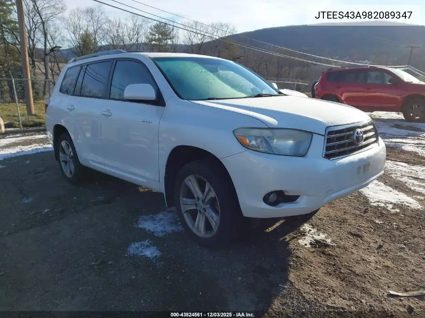 JTEES43A982089347 2008 Toyota Highlander Sport