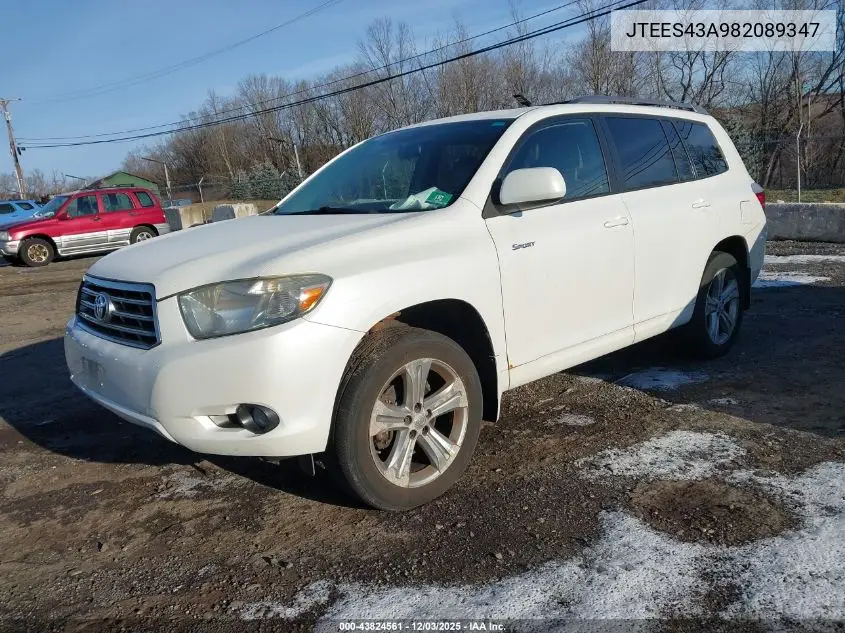 JTEES43A982089347 2008 Toyota Highlander Sport