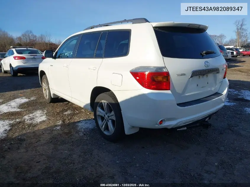 JTEES43A982089347 2008 Toyota Highlander Sport