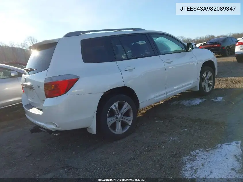 JTEES43A982089347 2008 Toyota Highlander Sport